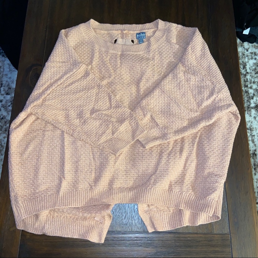 Pink Lace-Up Back Sweater